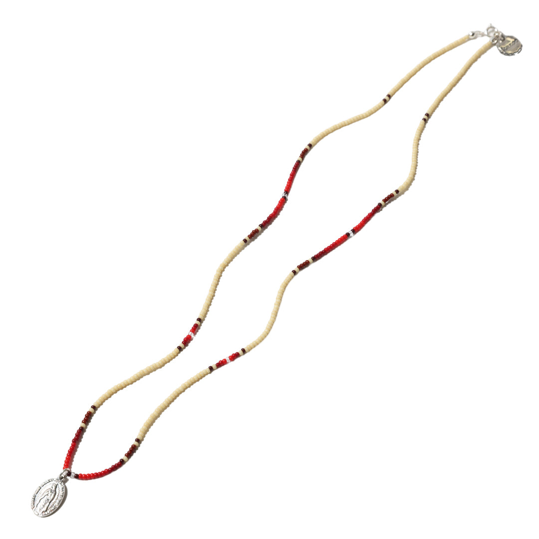 MARIA BEIGE BEADS NECKLACE - Beads work by KAZOO