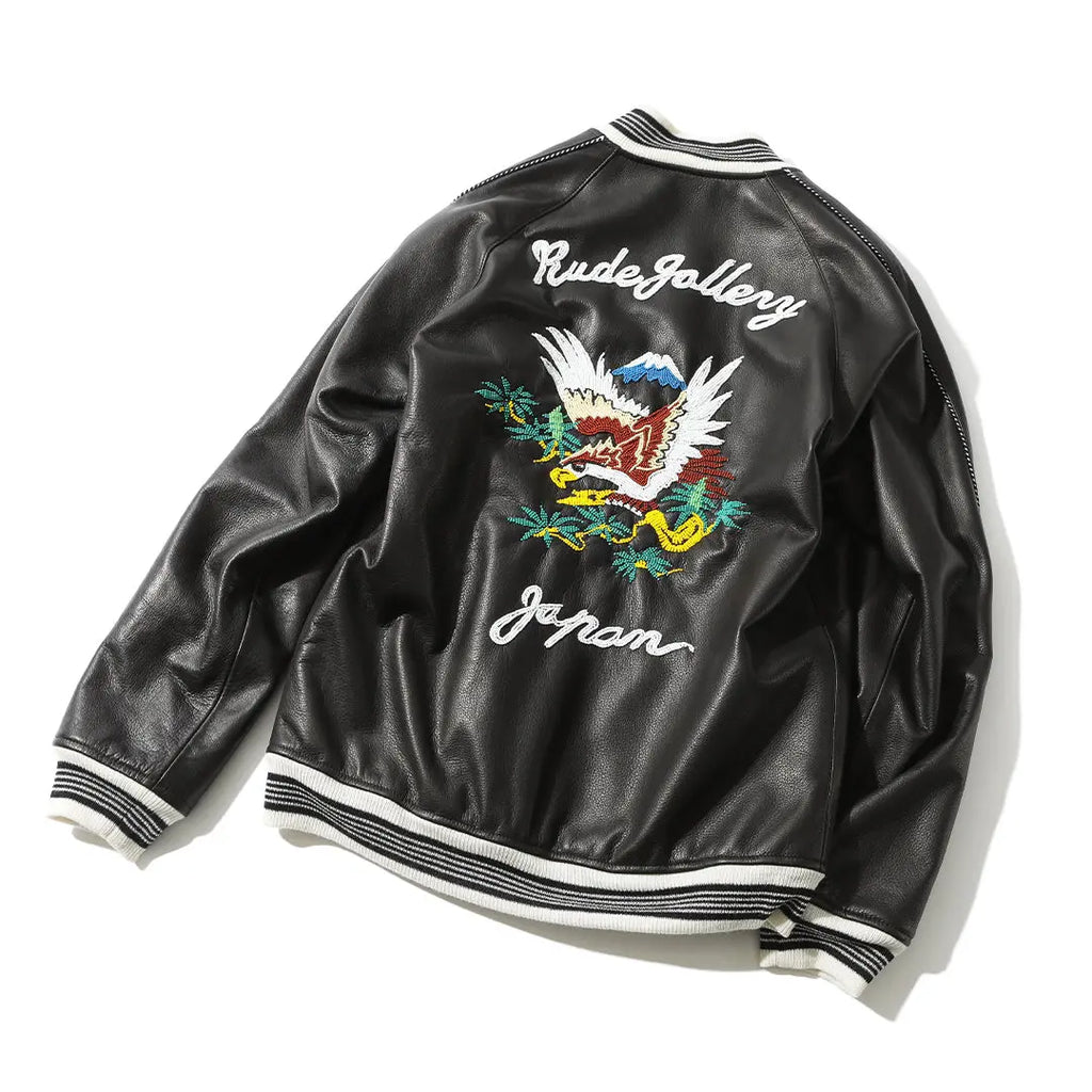 STONED HAWK LEATHER SOUVENIR JACKET - BEADS WORKS by KAZOO – RUDE 