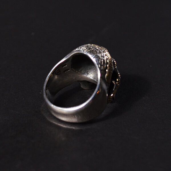 TIBETAN MONK SKULL RING - GOLD/SILVER/EMERALD